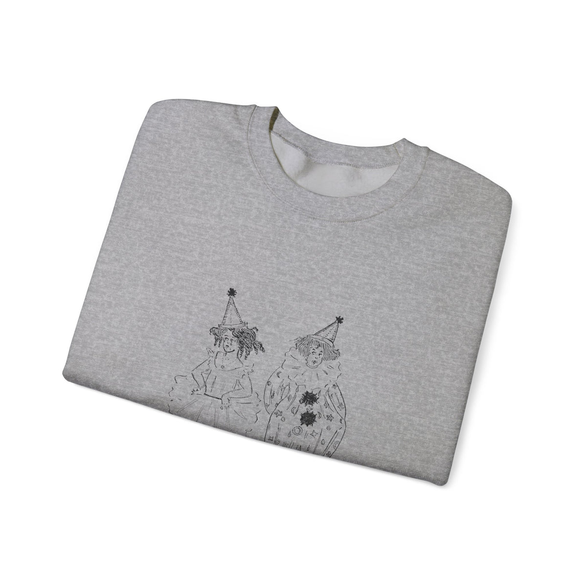 Crewneck Sweatshirt — Minimalist Sketch Clown Illustration (Ember Pines Co.)