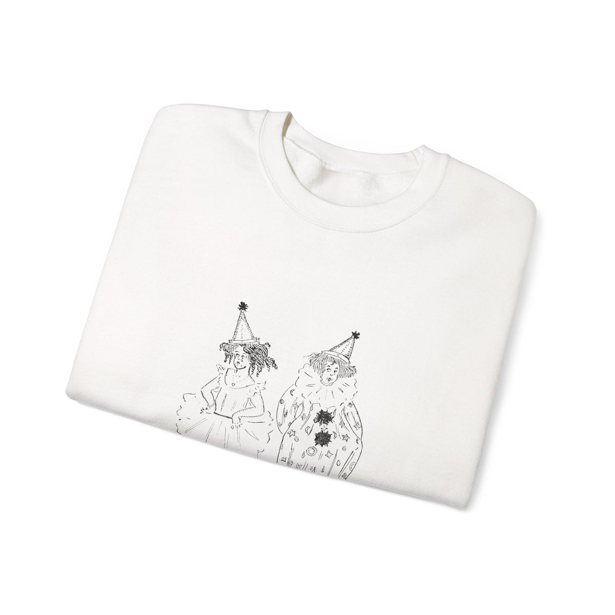 Crewneck Sweatshirt — Minimalist Sketch Clown Illustration (Ember Pines Co.)