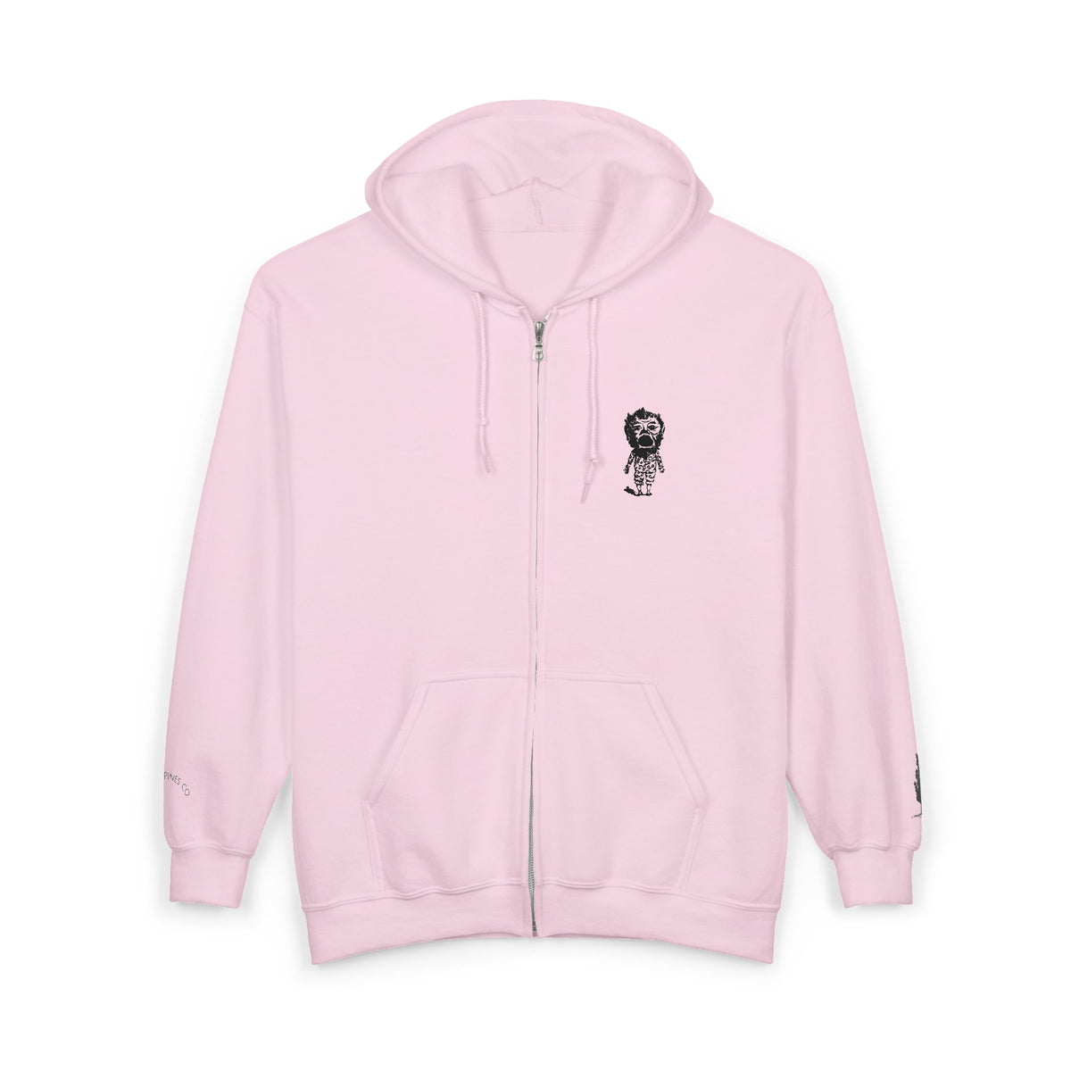 Ember Pines Freak Show Zip Hoodie — Minimal Small Chest Graphic Hooded Sweatshirt