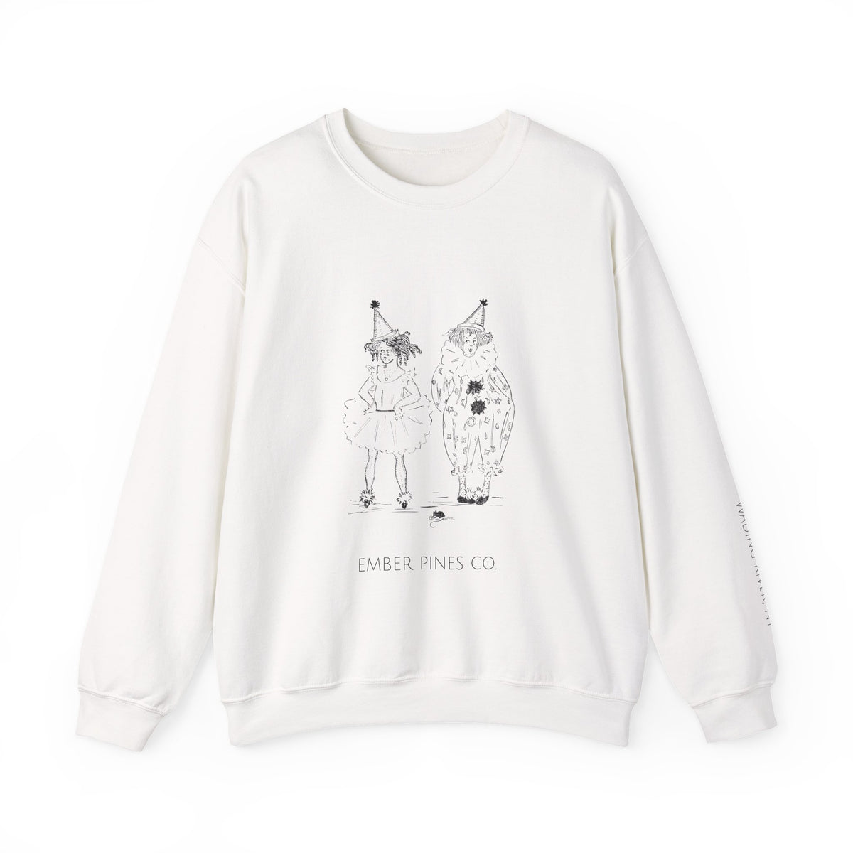 Crewneck Sweatshirt — Minimalist Sketch Clown Illustration (Ember Pines Co.)