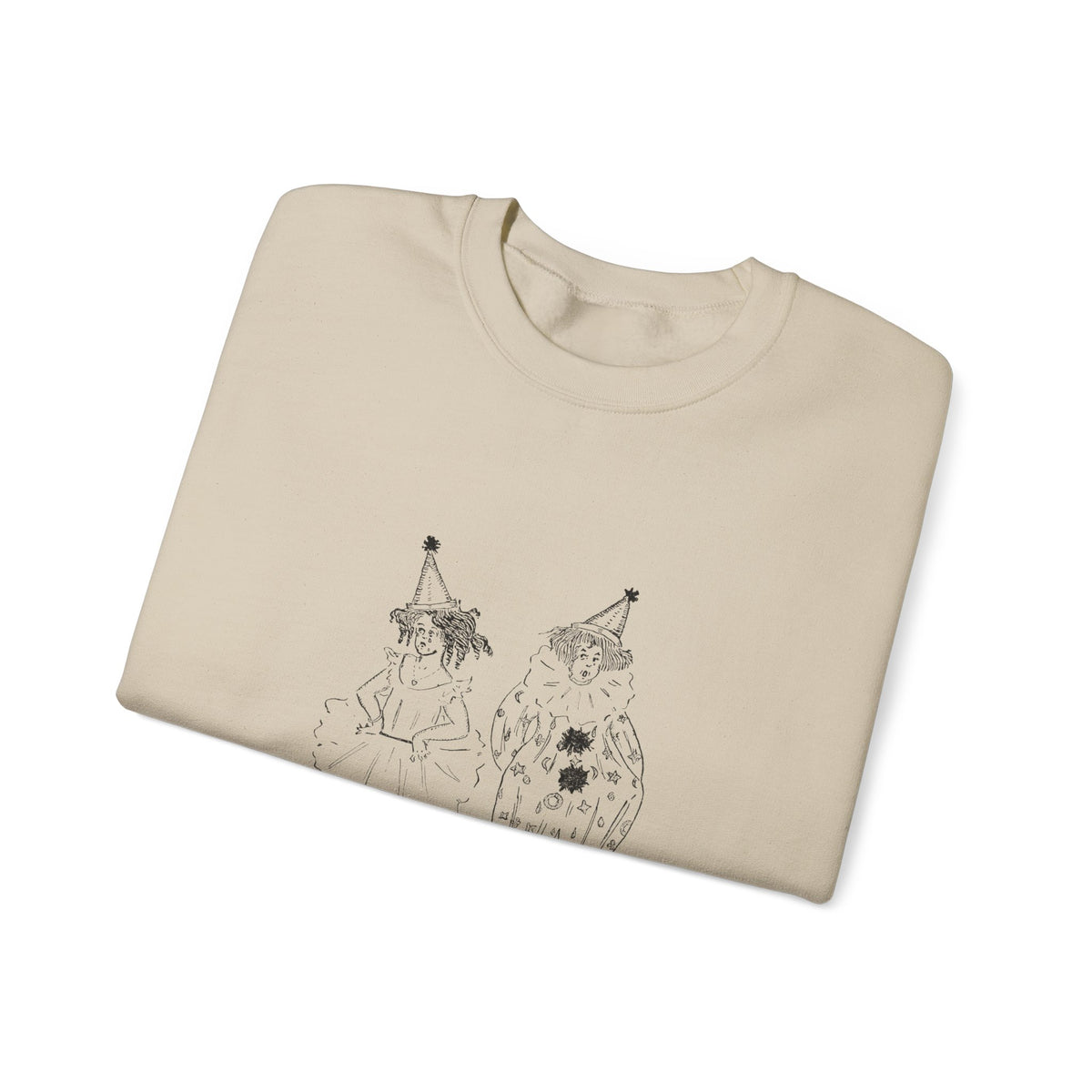 Crewneck Sweatshirt — Minimalist Sketch Clown Illustration (Ember Pines Co.)