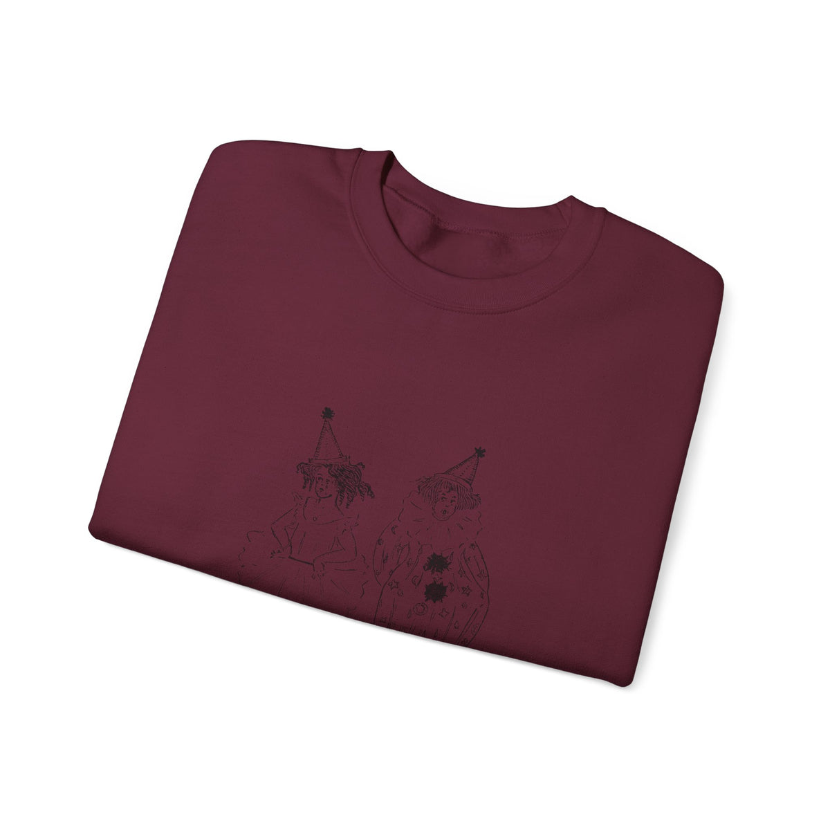 Crewneck Sweatshirt — Minimalist Sketch Clown Illustration (Ember Pines Co.)