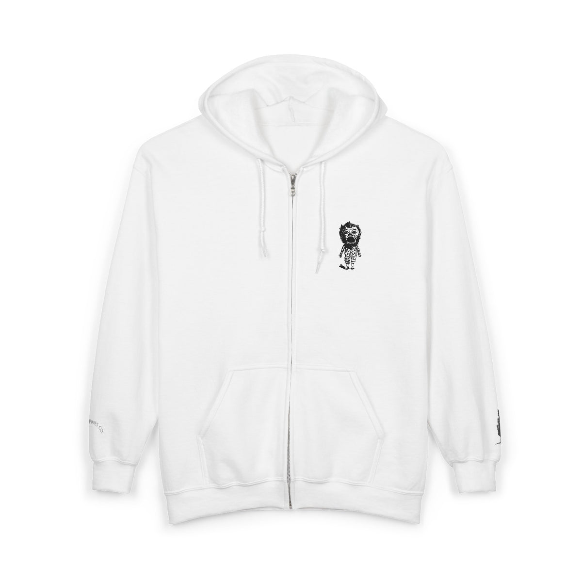Ember Pines Freak Show Zip Hoodie — Minimal Small Chest Graphic Hooded Sweatshirt